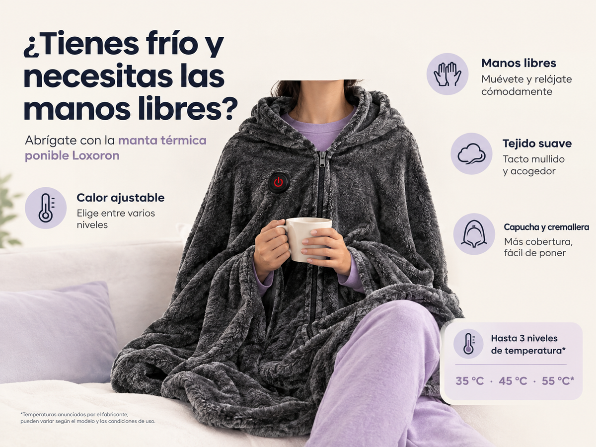 Manta calefactora con capucha: calor al instante